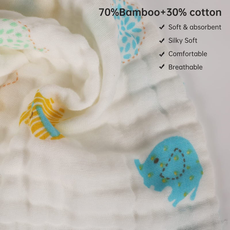 lasoftan Baby Muslin Burp Cloths, 100% Cotton Burping Cloths Super Absorbent Soft, Bath Towel Burp Cloths for Baby Girl Boy, Great Gift for Newborn, 10 x 20 inch, 4 Pack, Fox & Whale - Image 3